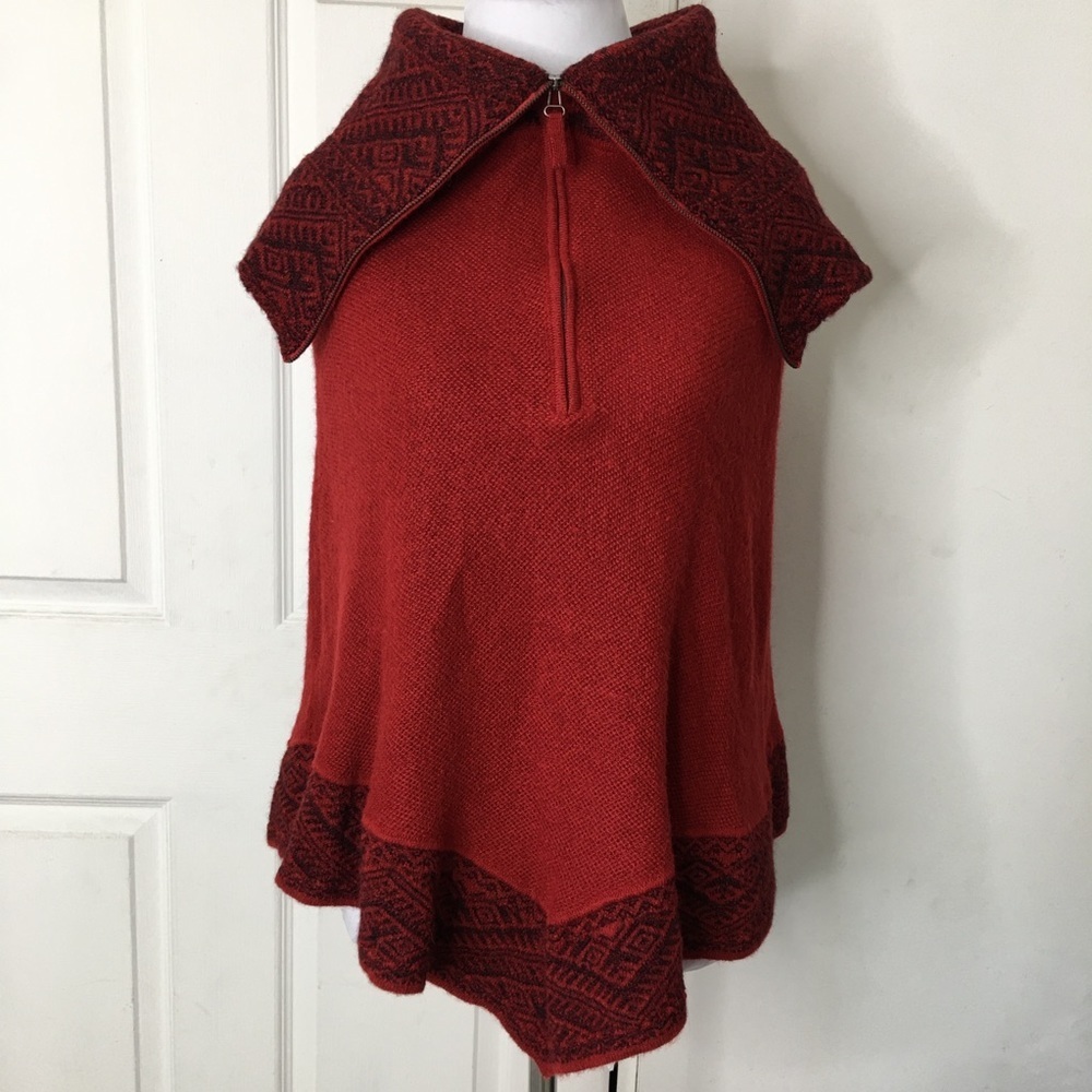 Women's Red Poncho Sweater